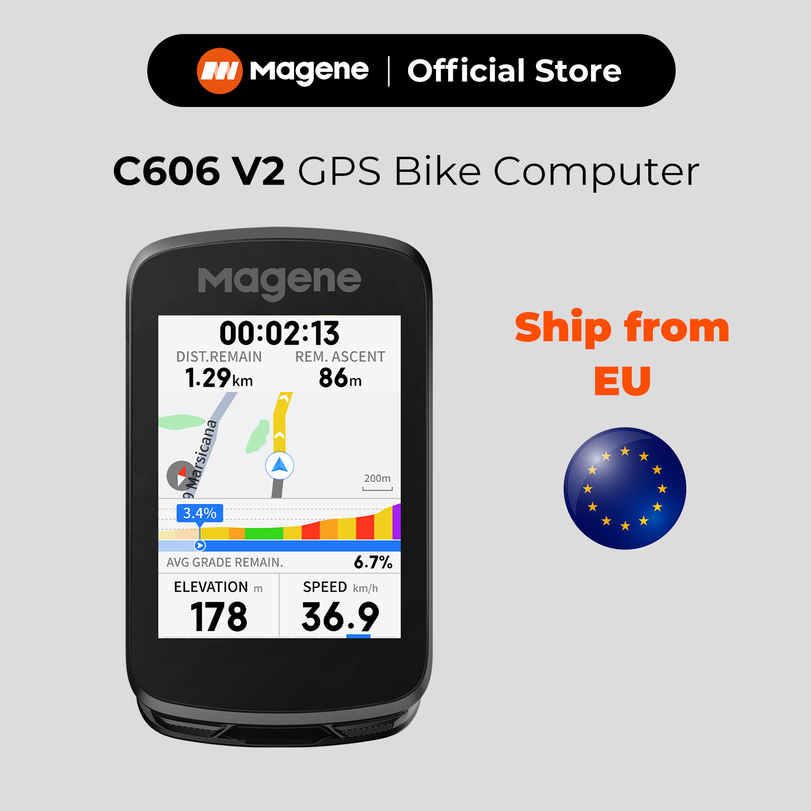 Bike Computer Gps Navigation Map - ไมเจน C606V2 จีพีเอส คอมพิวเตอร์จักรยาน ระบบนำทาง วัดความเร็ว