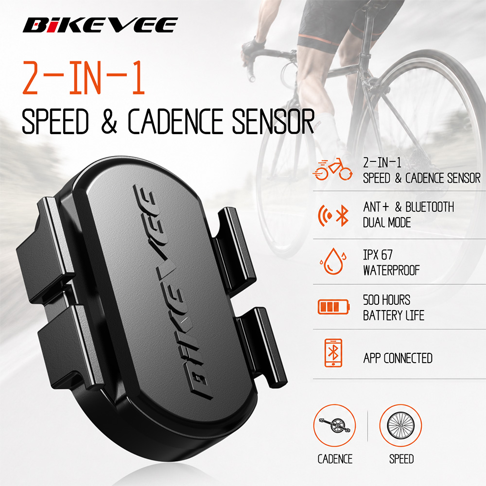Cycling Cadence Sensor Bluetooth Ant - BIKEVEE เซ็นเซอร์วัดความเร็วรอบจานและความเร็วแบบไร้สาย ANT+ บลูทูธ สำหรับจักรยาน ใช้งานร่วมกับ