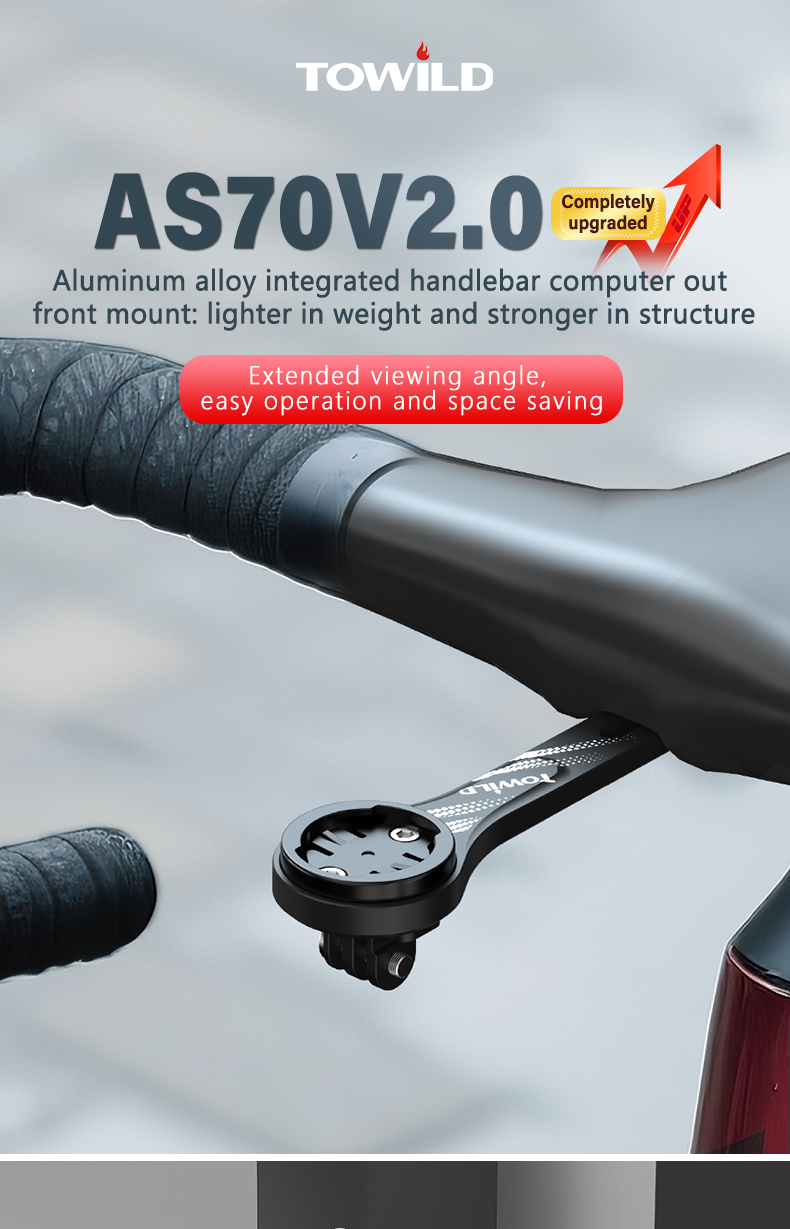 Out Front Bike Computer Mount Garmin - Towild ฐานคอมพิวเตอร์จักรยานอลูมิเนียม AS70, บาร์ขยายออกด้านหน้าสำหรับจักรยานเสือหมอบมือจับแอโร่สำหรับ garmin/igpsport/magene/xoss