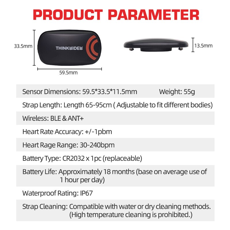 ThinkRider Heart Rate Monitor  - Heart Rate Monitor Chest Strap Ant+ บทวิจารณ์และราคา